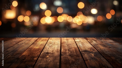 Wooden table with a dark blurred background