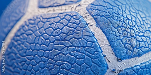 Close-Up of Blue Textured Ball with White Line photo