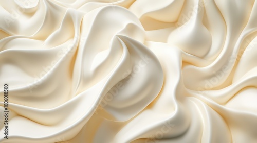 Delicate lattice patterns of crossing milk ribbons on a creamy white digital background. Ideal for premium ice cream or dessert packaging. High-resolution with pearl finish highlights.