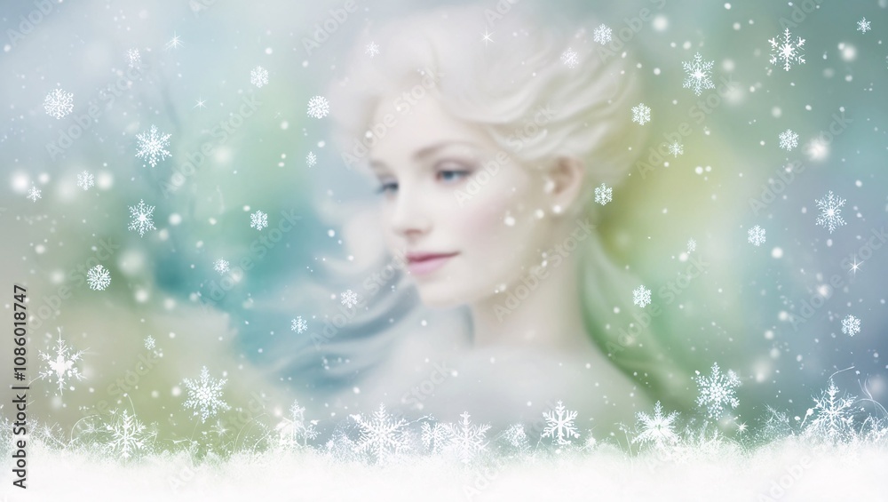 Winter woman, snowflakes, ethereal, pastel, serene, tranquil, frosty, ice queen, gentle, dreamy, soft lighting, elegant, peaceful, snow, delicate, feminine, beauty, seasonal, pale, graceful, magical, Winter woman, snowflakes, ethereal, pastel, serene, tranquil, frosty, ice queen, gentle, dreamy, soft lighting, elegant, peaceful, snow, delicate, feminine, beauty, seasonal, pale, graceful, magical,