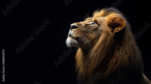 Lion king isolated on black background