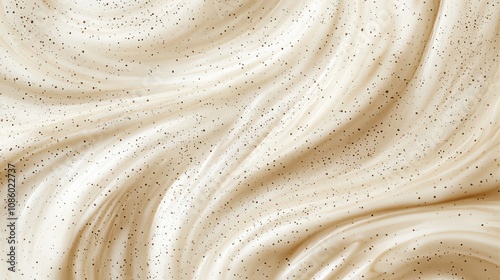 Warm Ivory Cream Swirls with Vanilla Bean Speckles: Textural Depth and Organic Flow for Gourmet Coffee and Premium Creamer Advertising. High-Resolution Design.