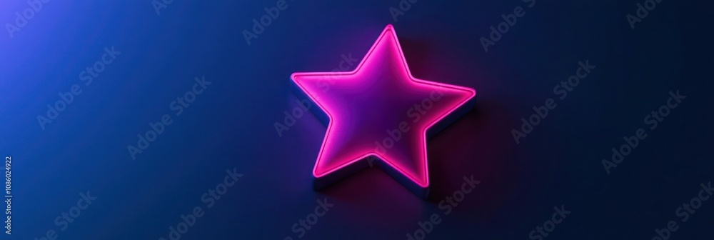 Minimal star glowing in neon pink to deep purple gradient on a midnight blue background Minimal star glowing in neon pink to deep purple gradient on a midnight blue background