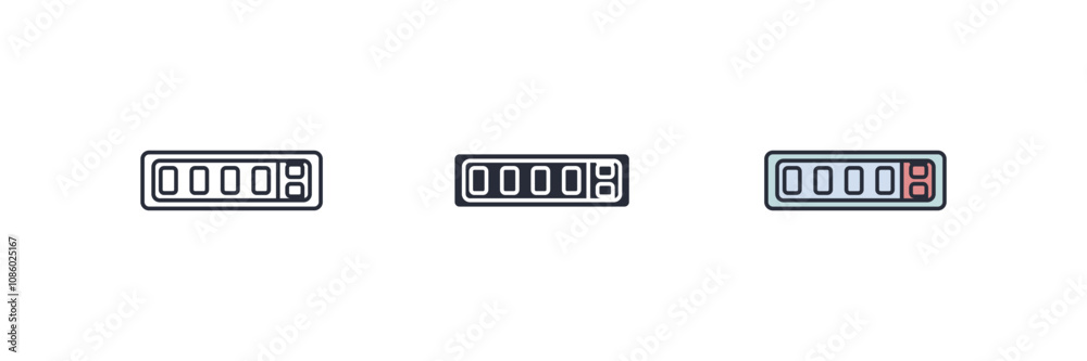 Odometer icon. Odometer Symbol sign for mobile concept and web design. Vector icon, Logo illustration, Vector graphics Odometer icon. Odometer Symbol sign for mobile concept and web design. Vector icon, Logo illustration, Vector graphics