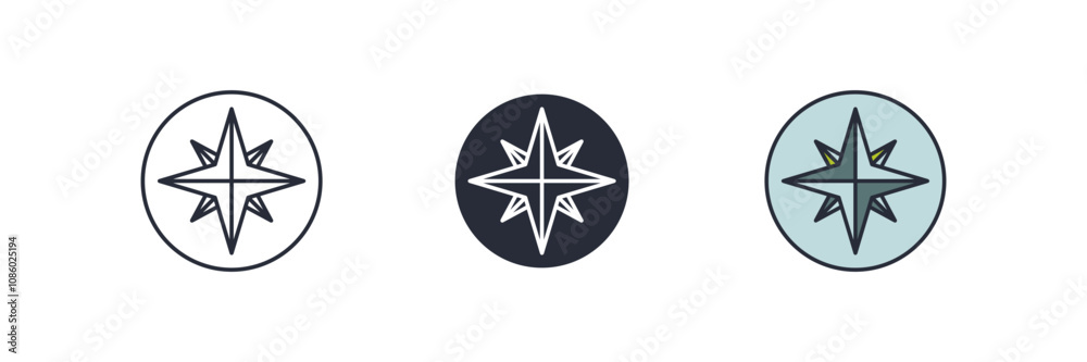 Compass Rose icon. Compass Rose Symbol sign for mobile concept and web design. Vector icon, Logo illustration, Vector graphics Compass Rose icon. Compass Rose Symbol sign for mobile concept and web design. Vector icon, Logo illustration, Vector graphics