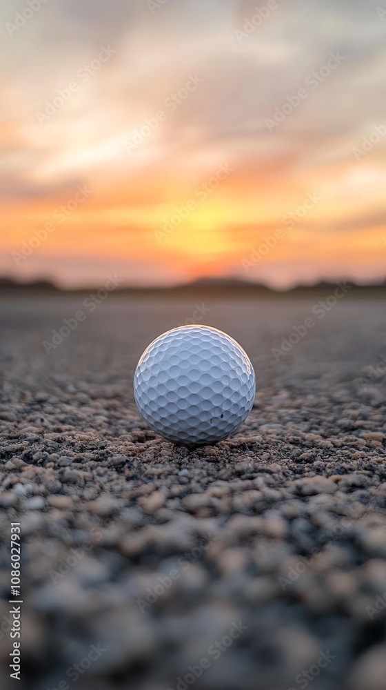 Golf Ball on the Course at Sunset Golf Ball on the Course at Sunset