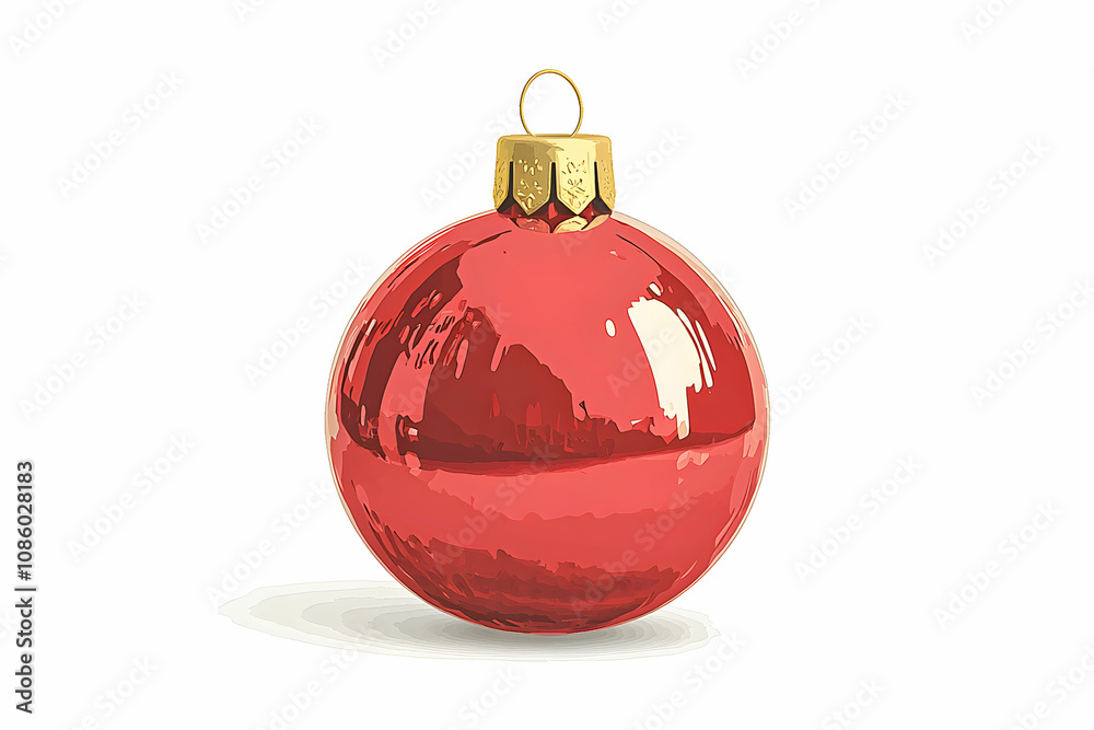 Shiny Red Christmas Ornament with Golden Top Hanging Against a White Background for Festive Holiday Decoration or Seasonal Celebrations Shiny Red Christmas Ornament with Golden Top Hanging Against a White Background for Festive Holiday Decoration or Seasonal Celebrations