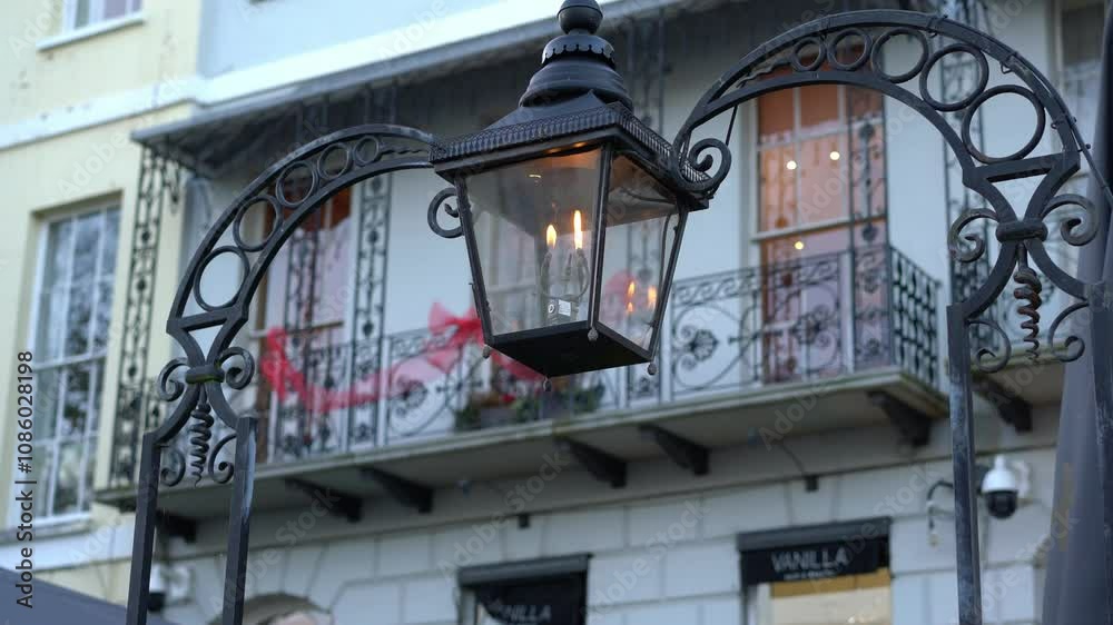 Vintage Gas Lamp Light Above an Entrance