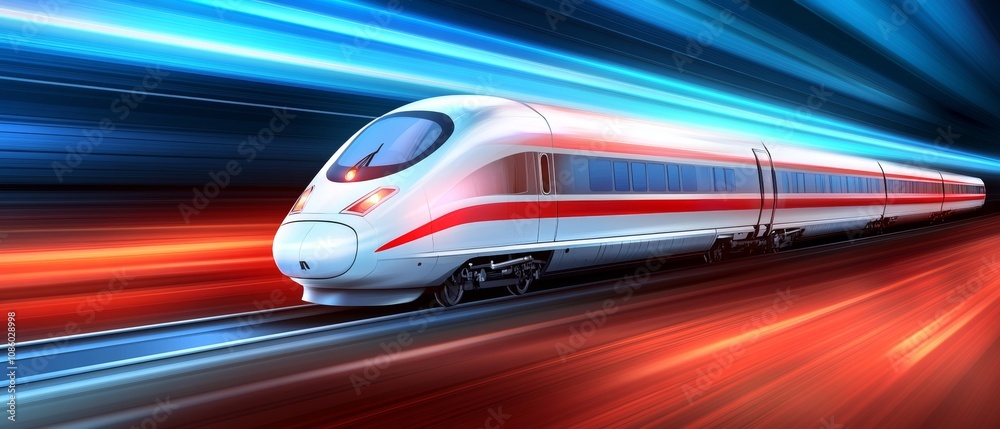 High-Speed Train in Motion with Blue Light High-Speed Train in Motion with Blue Light