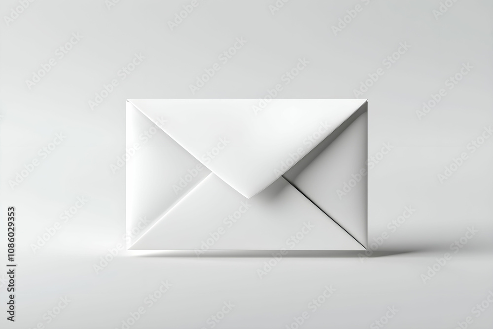 Minimalist Design of a Closed White Envelope on a Soft Gray Background, Perfect for Direct Mail, Invitations, or Professional Correspondence without Any Branding Minimalist Design of a Closed White Envelope on a Soft Gray Background, Perfect for Direct Mail, Invitations, or Professional Correspondence without Any Branding