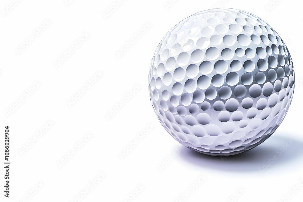 A Close-Up View of a Single White Golf Ball Surrounded by a Minimalistic White Background Ideal for Golfing Promotions and Sports-Themed Graphics A Close-Up View of a Single White Golf Ball Surrounded by a Minimalistic White Background Ideal for Golfing Promotions and Sports-Themed Graphics
