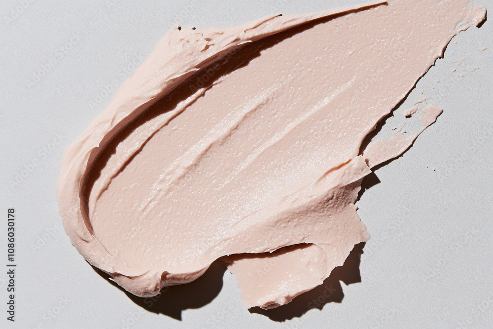 Light Pink Creamy Skincare Product Spread on White Background Light Pink Creamy Skincare Product Spread on White Background