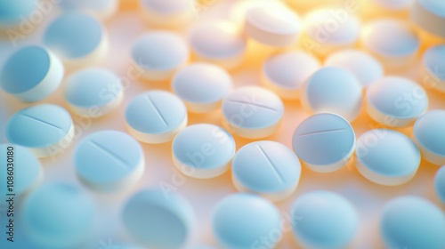 Close-up of realistic pill images. The set includes round and oval pills, capsules, and tablets. These 3D icons are perfect for representing medicine and health.