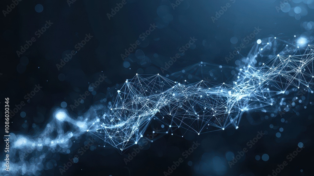 Data technology illustration with wave of connecting dots and lines on dark background Data technology illustration with wave of connecting dots and lines on dark background
