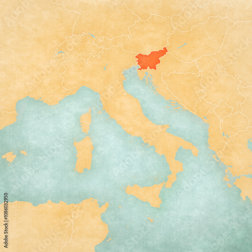 Map of Italian Peninsula - Slovenia