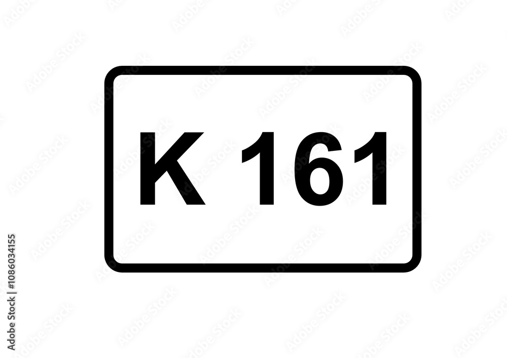 Illustration eines Kreisstraßenschildes der K 161 in Deutschland Illustration eines Kreisstraßenschildes der K 161 in Deutschland
