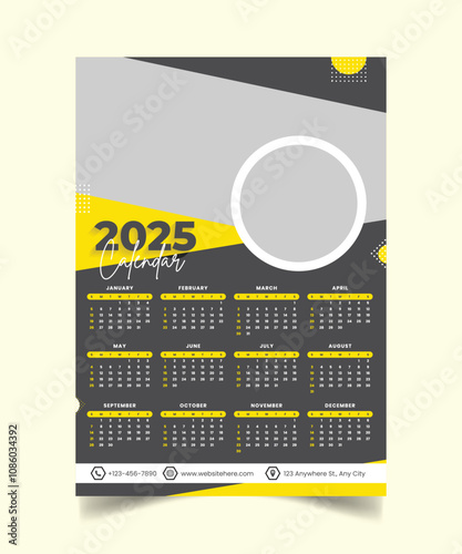 2025 Wall Calendar and Office Printable Calendar Design Template photo