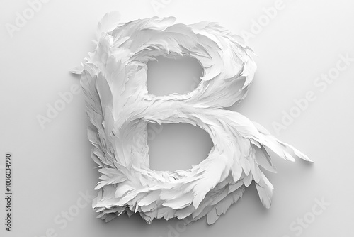 he letter b is made from white paper in the style of ethereal biomorphism