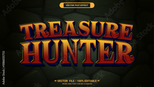 Treasure hunter journey for mystery 3d editable vector text style effect photo