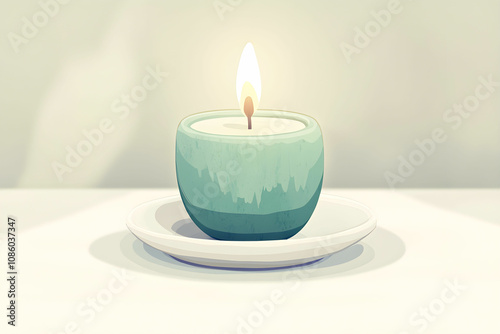 Serene Candle on a Minimalist Background Crafting a Soothing Atmosphere for Meditation, Relaxation, or Cozy Settings in Creative Designs