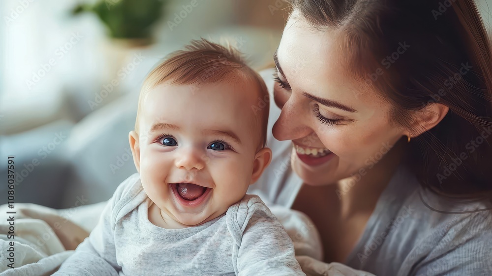Love of a mother and baby, family at home, lifestyle Love of a mother and baby, family at home, lifestyle