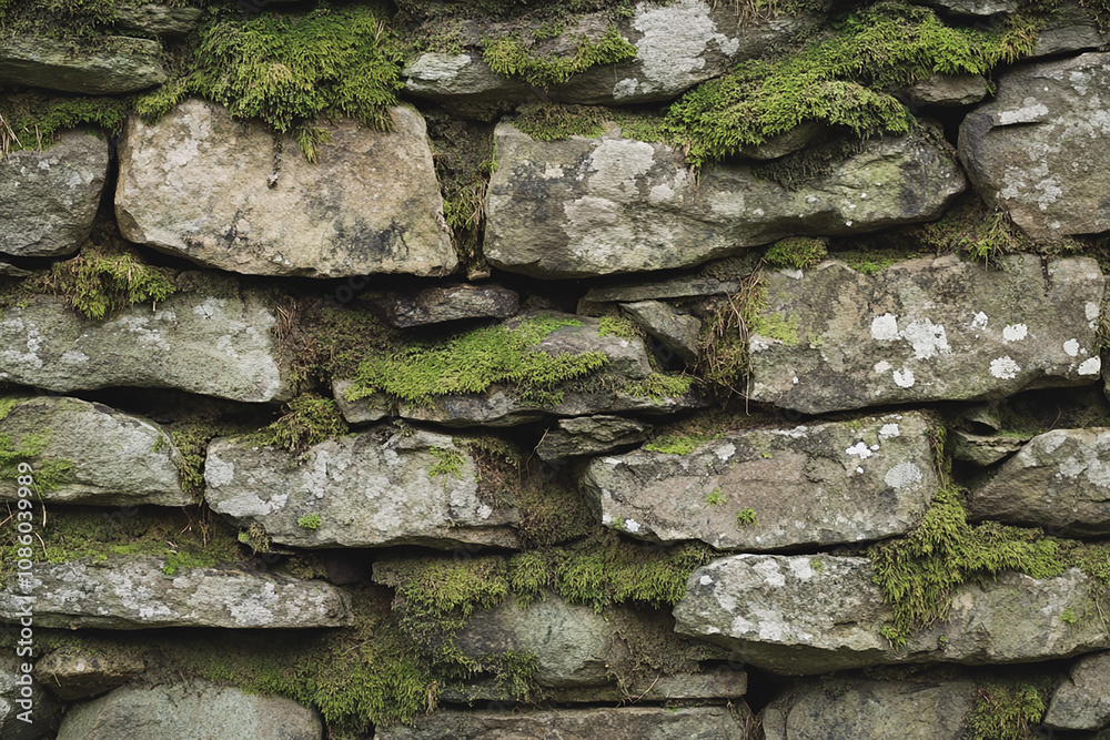 Weathered stone wall (ancient, moss-covered, 4K) Weathered stone wall (ancient, moss-covered, 4K)