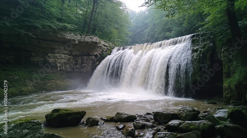 Beautiful scenery of the Wild Waterfall on the ?omnica river, Karpacz. Poland photo