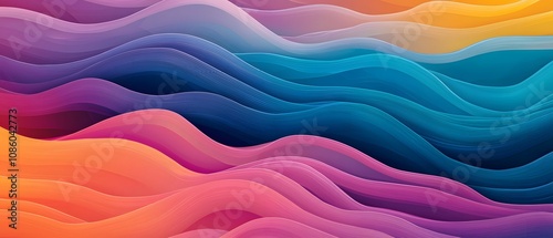 Vibrant Wave Patterns in Artistic Flowing Design Representing Movement and Colorful Harmony for Backgrounds and Creative Projects