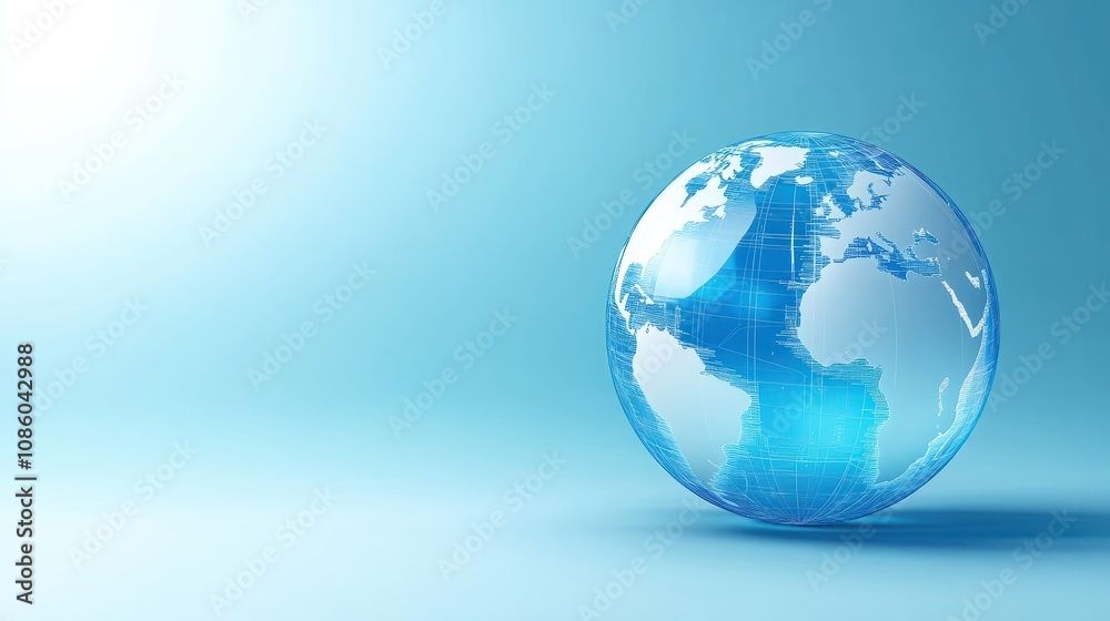 Blue globe on the digital technology background Blue globe on the digital technology background