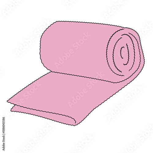 pink terry rolled towel on white background