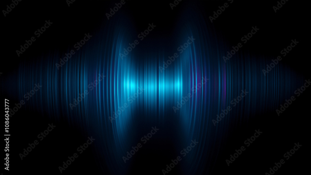 Abstract blue sound wave on a black background, an AI-generated technology concept. Abstract blue sound wave on a black background, an AI-generated technology concept.