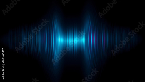 Abstract blue sound wave on a black background, an AI-generated technology concept.