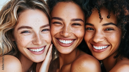 Women friends with different skin types