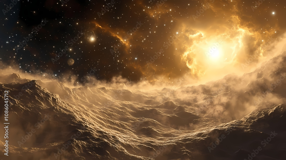 Obraz premium Cosmic reverie: enchanting views of the universe. Reverie. Illustration