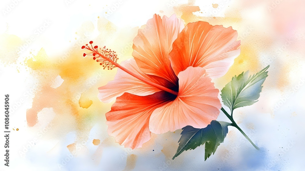 Watercolor flower hibiscus blossom petal. Watercolor flower hibiscus blossom petal.