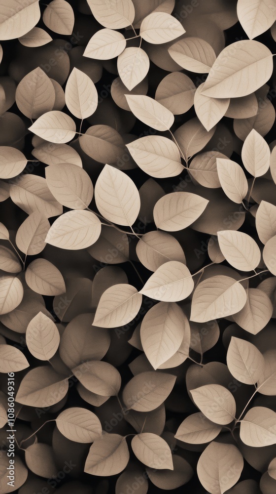 A close view of various dried leaves scattered on dark background creating an earthy composition A close view of various dried leaves scattered on dark background creating an earthy composition