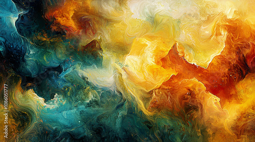 Abstract fluid color swirl, vibrant hues blending seamlessly, intricate details, ultra-realistic