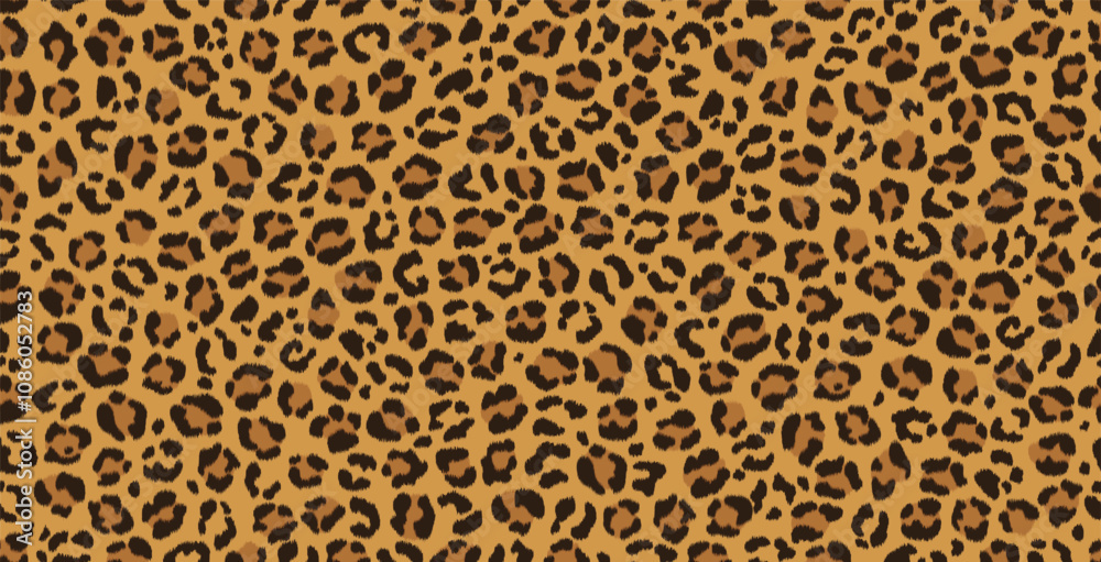 Seamless detailed leopard print pattern on a yellow background. Seamless detailed leopard print pattern on a yellow background.