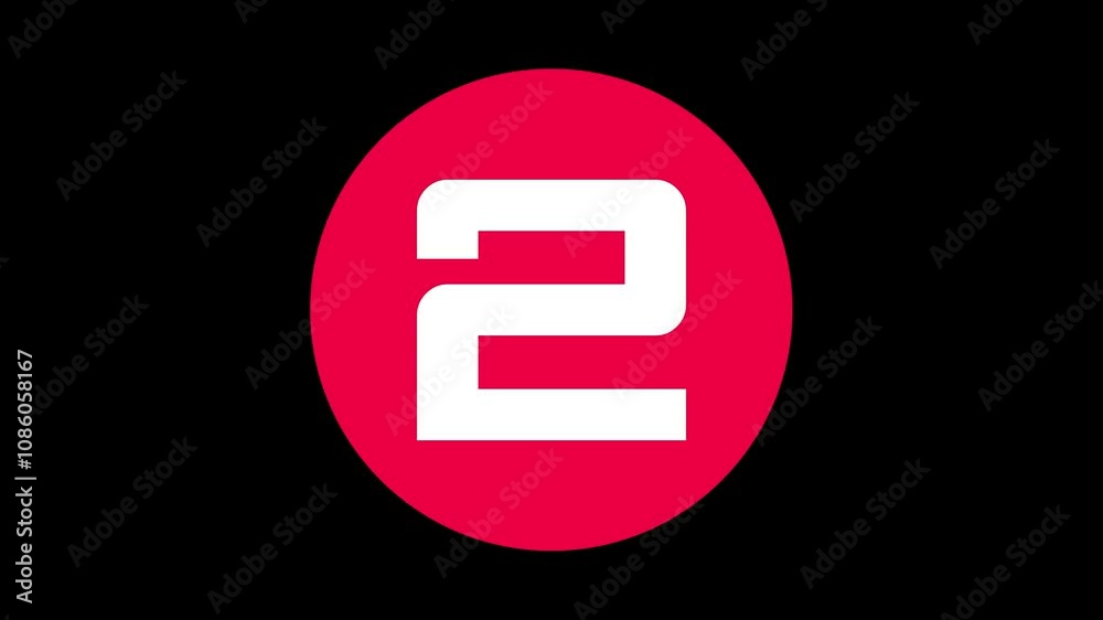 5 second countdown on red circle on black. 
