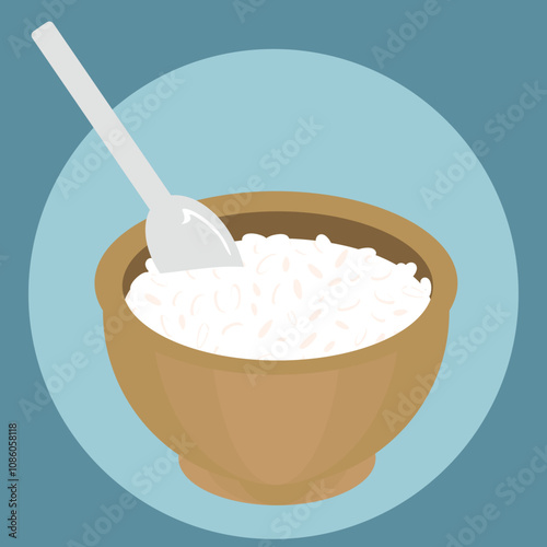 Sweet rice, dessert cooked rice with condensed milk, rice pudding
