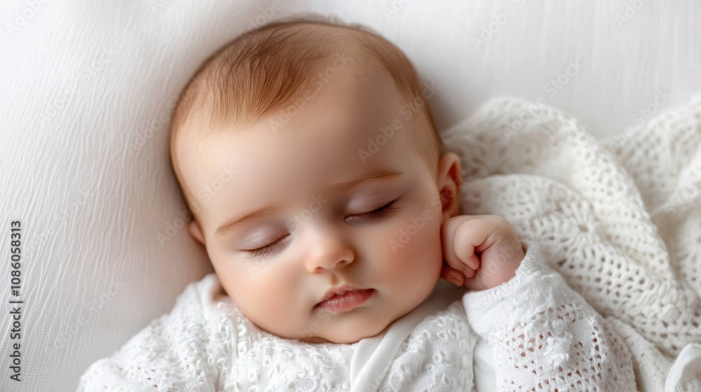 Close-up portrait of a beautiful sleeping baby on white Close-up portrait of a beautiful sleeping baby on white