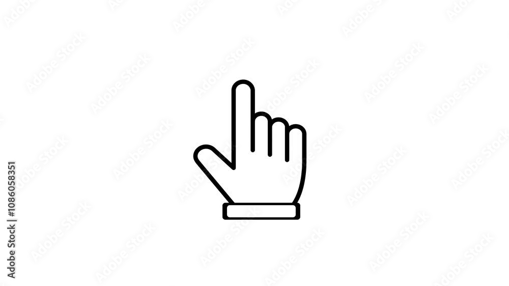 Hand cursor touch gesture on white background. hand cursor finger animation.