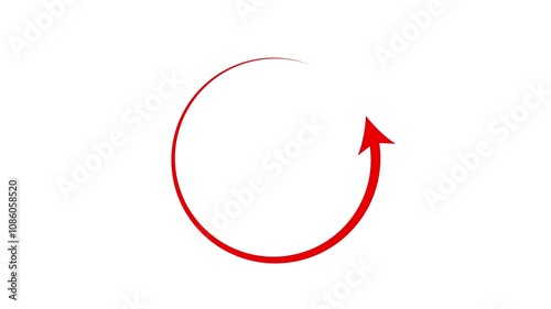 Red arrow rotating on white background.