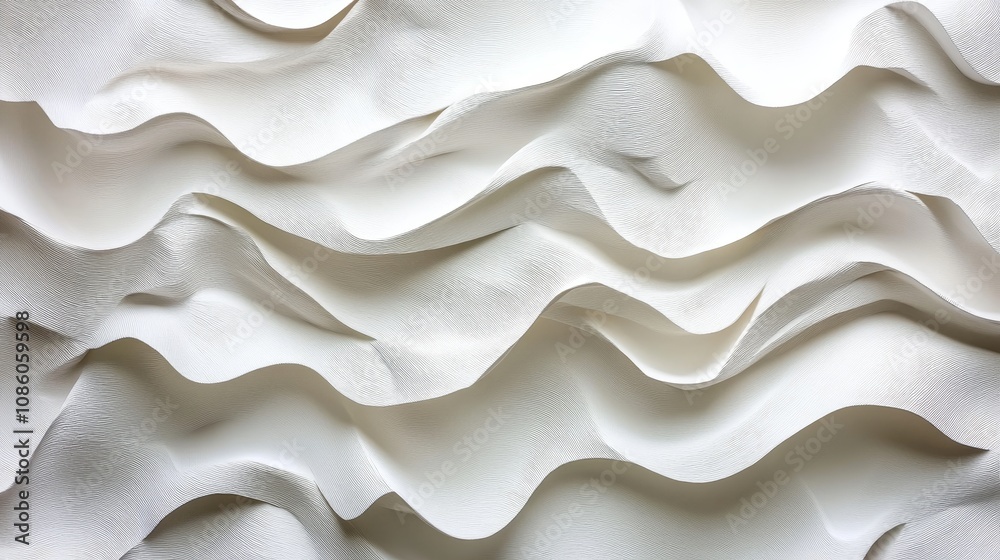 Abstract Background of White Crumpled Paper, Folded Paper Texture, White Paper Wavy Rough Surface. Abstract Background of White Crumpled Paper, Folded Paper Texture, White Paper Wavy Rough Surface.