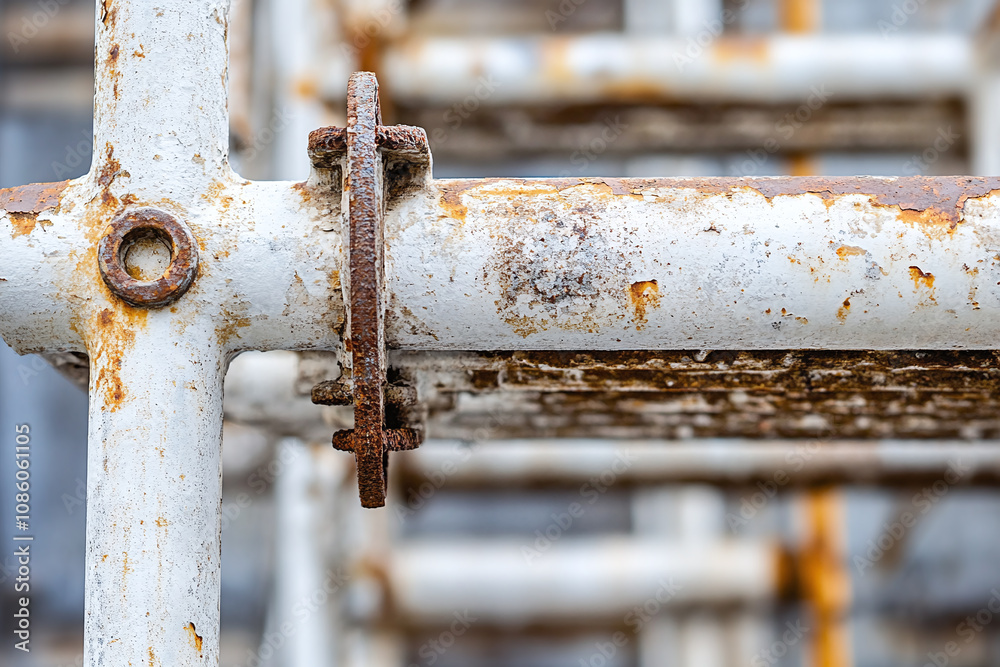 Industrial scaffolding detail, genuine rust and decay textures. Industrial scaffolding detail, genuine rust and decay textures.