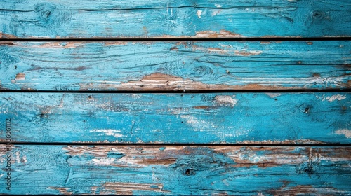 Vintage beach wood background - old blue color wooden plank