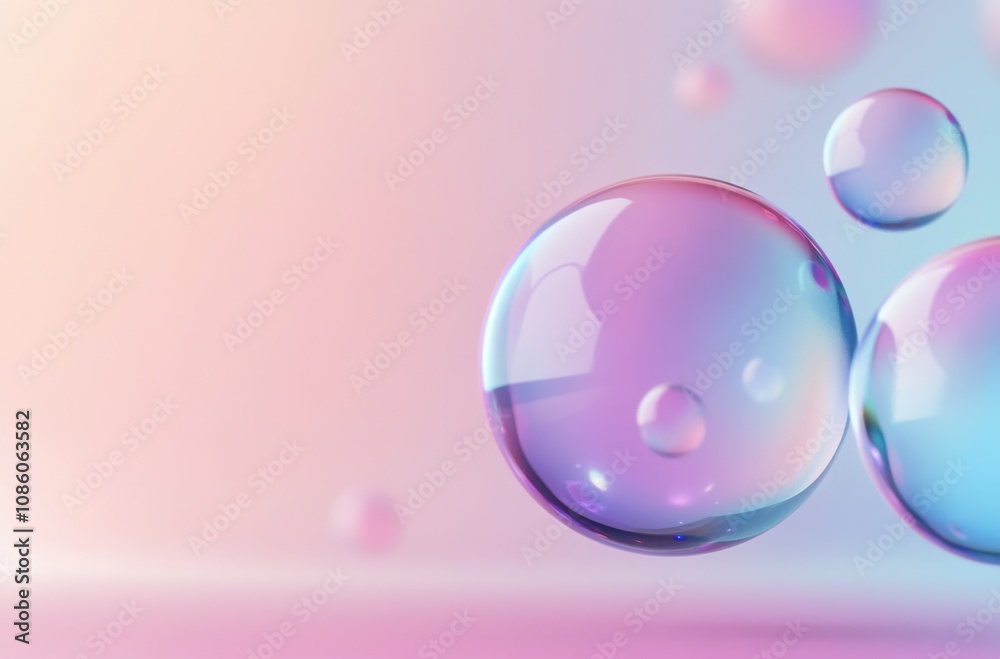 Colorful bubbles floating in soft pastel hues creating a dreamy atmosphere in a serene setting Colorful bubbles floating in soft pastel hues creating a dreamy atmosphere in a serene setting