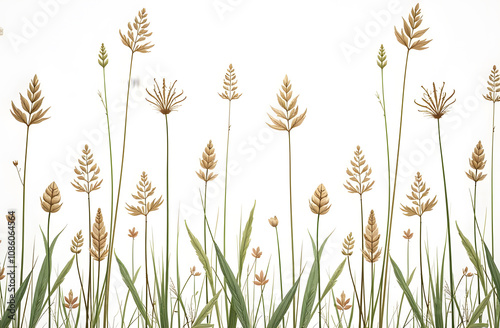 Seamless pattern meadows plant on white background, wall paper, textile 