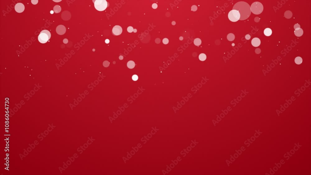 Animation of white particles on red background, festive minimalist background, Christmas and New Year, background animation
