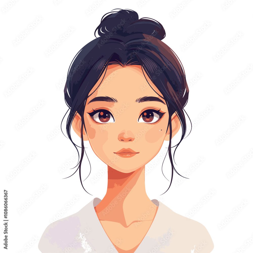 Portrait of a beautiful young brunette woman. Vector illustration. Portrait of a beautiful young brunette woman. Vector illustration.